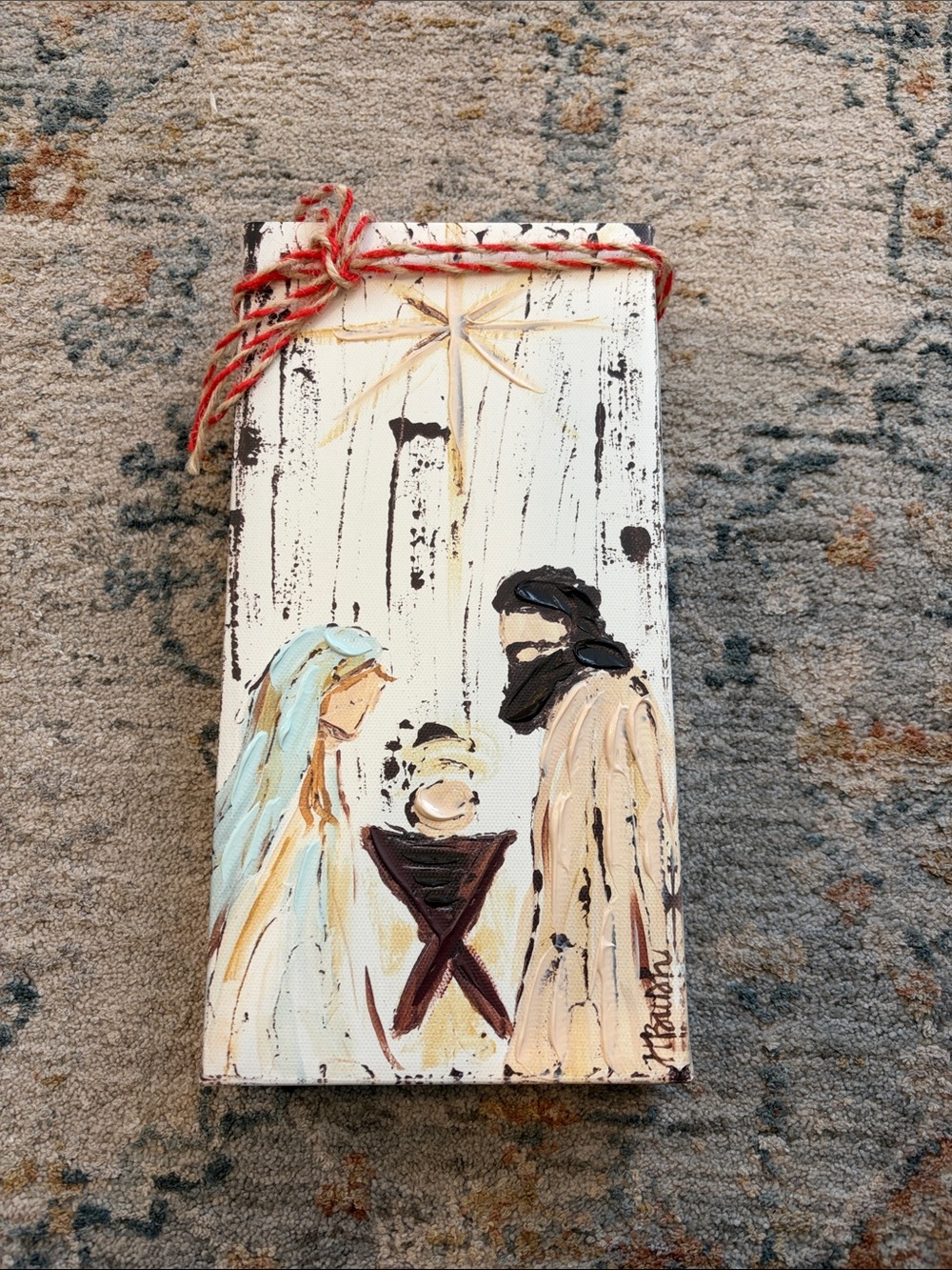 NWOT Kirklands Nativity Canvas 10”x5”